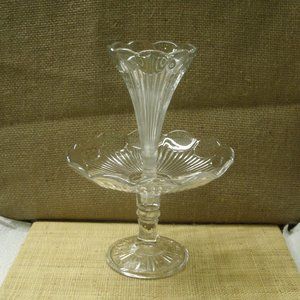 Antique Portieux Vallerysthal Clear Glass Epergne Centerpiece
